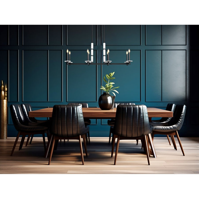 Z-Lite Kaden 8 Light Linear Chandelier, Matte Black/Alabaster