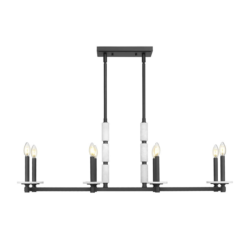 Z-Lite Kaden 8 Light Linear Chandelier, Matte Black/Alabaster