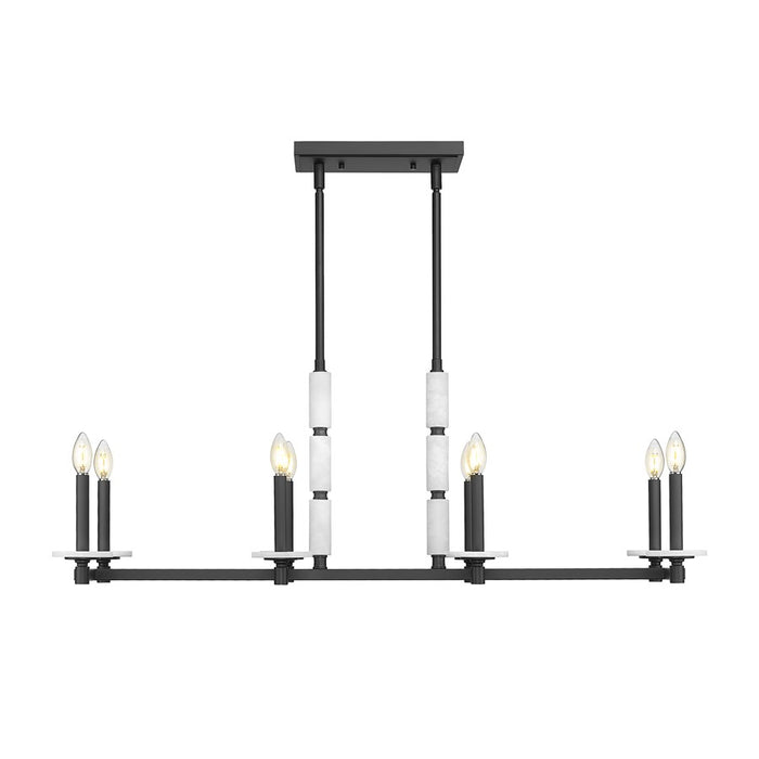 Z-Lite Kaden 8 Light Linear Chandelier, Matte Black/Alabaster