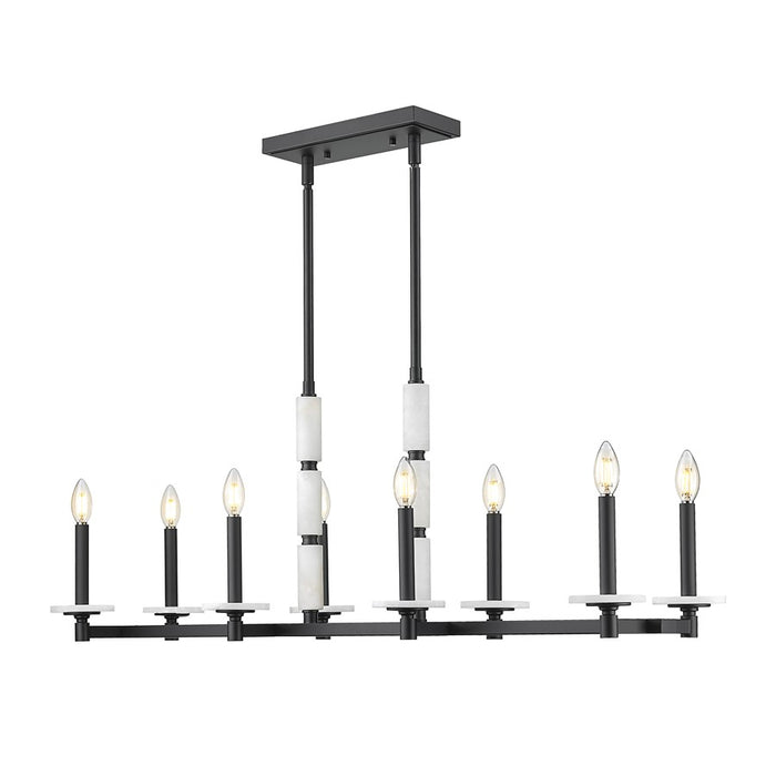 Z-Lite Kaden 8 Light Linear Chandelier, Matte Black/Alabaster