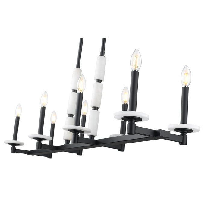Z-Lite Kaden 8 Light Linear Chandelier, Matte Black/Alabaster