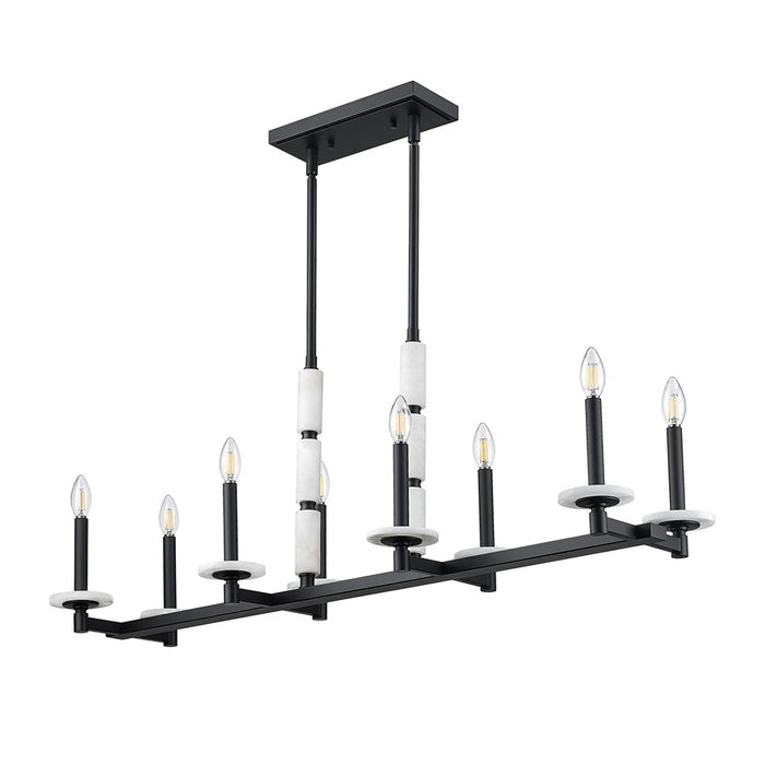 Z-Lite Kaden 8 Light Linear Chandelier, Matte Black/Alabaster