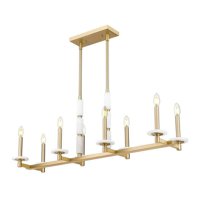 Z-Lite Kaden 8 Light Linear Chandelier, Modern Gold/Alabaster - 3045-8L-MGLD