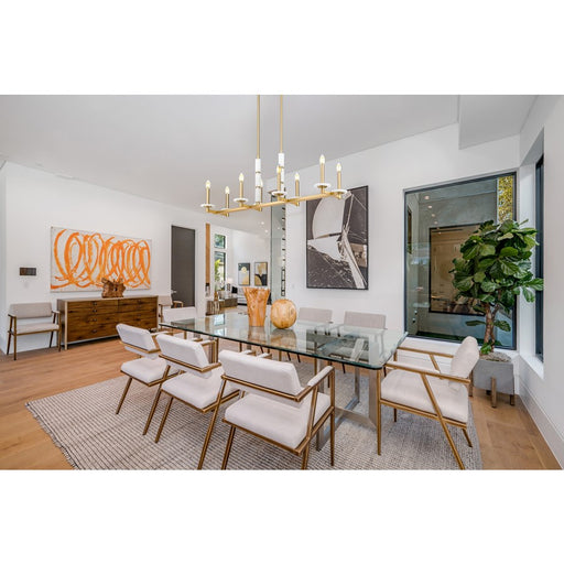 Z-Lite Kaden 8 Light Linear Chandelier, Modern Gold/Alabaster