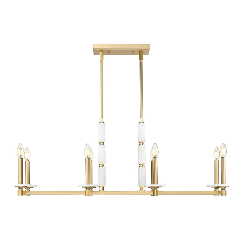 Z-Lite Kaden 8 Light Linear Chandelier, Modern Gold/Alabaster