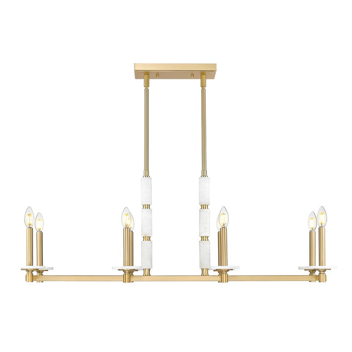 Z-Lite Kaden 8 Light Linear Chandelier, Modern Gold/Alabaster