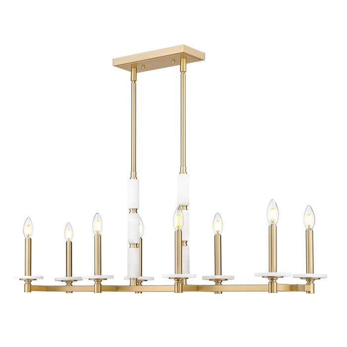 Z-Lite Kaden 8 Light Linear Chandelier, Modern Gold/Alabaster