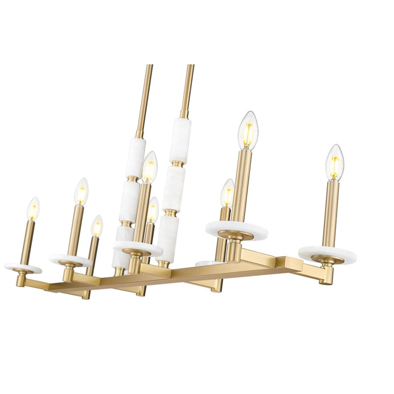 Z-Lite Kaden 8 Light Linear Chandelier, Modern Gold/Alabaster