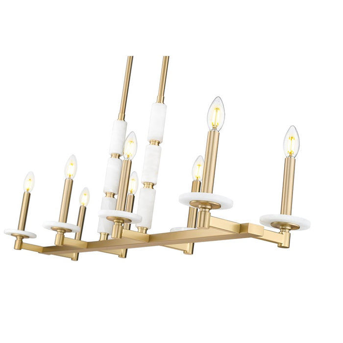 Z-Lite Kaden 8 Light Linear Chandelier, Modern Gold/Alabaster