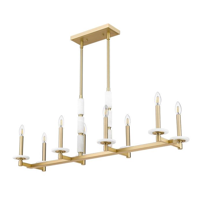 Z-Lite Kaden 8 Light Linear Chandelier, Modern Gold/Alabaster