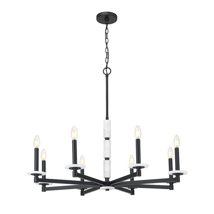 Z-Lite Kaden 8 Light Chandelier, Matte Black/Alabaster - 3045-8MB