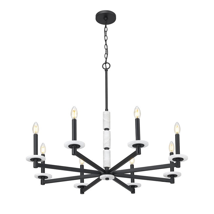 Z-Lite Kaden 8 Light Chandelier, Matte Black/Alabaster
