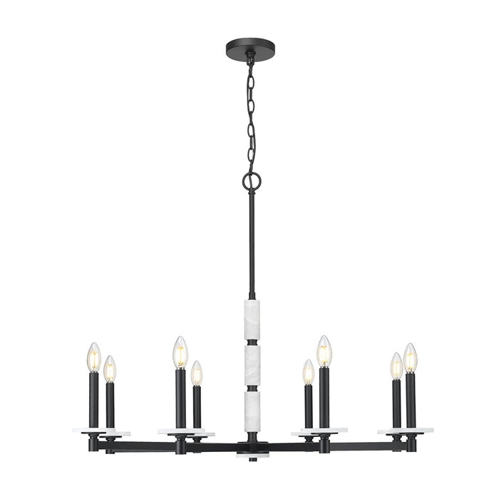 Z-Lite Kaden 8 Light Chandelier, Matte Black/Alabaster
