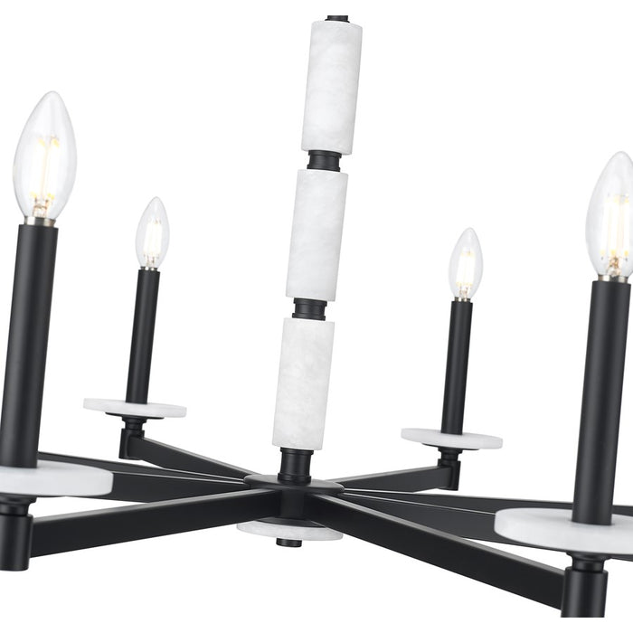 Z-Lite Kaden 8 Light Chandelier, Matte Black/Alabaster
