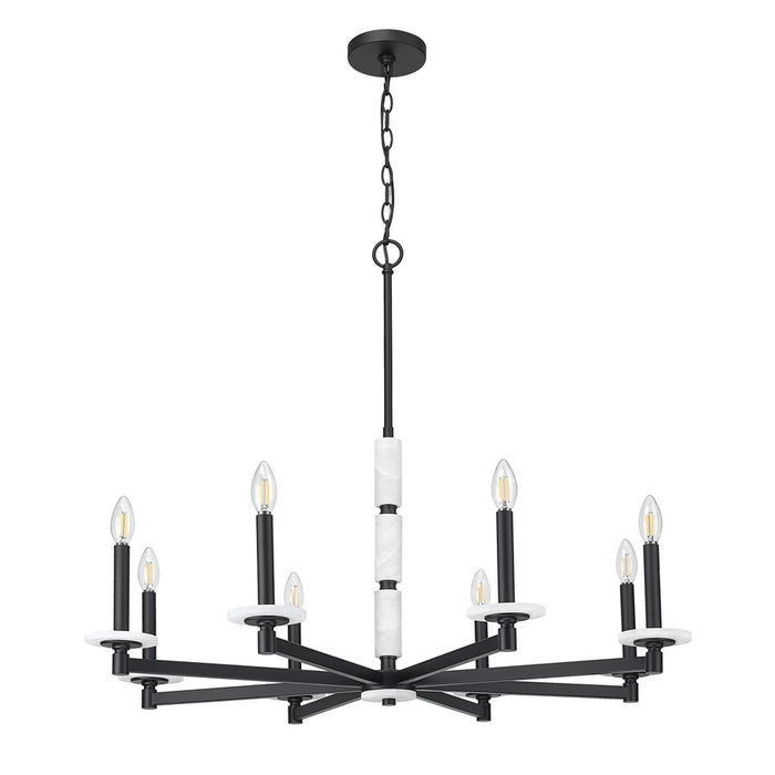 Z-Lite Kaden 8 Light Chandelier, Matte Black/Alabaster