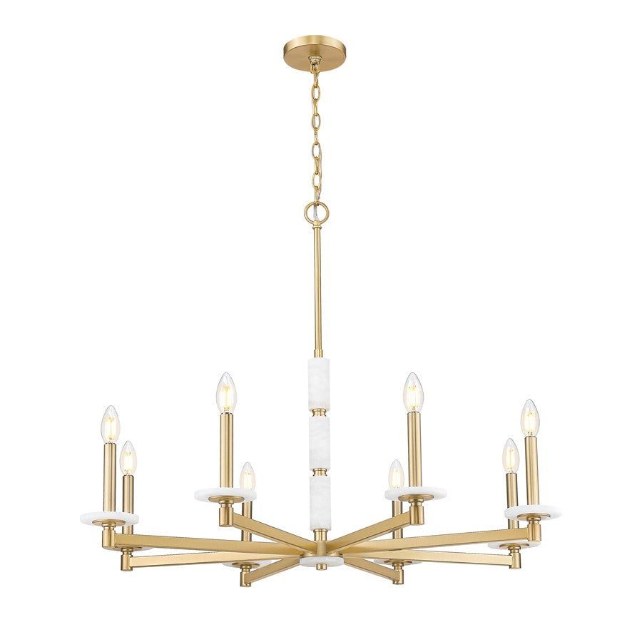 Z-Lite Kaden 8 Light Chandelier, Modern Gold/Alabaster - 3045-8MGLD