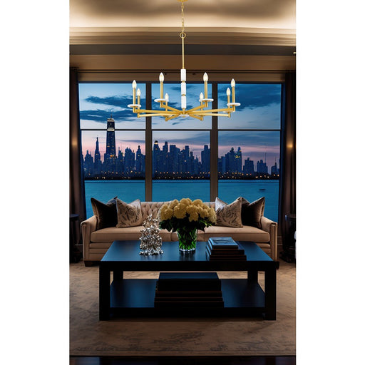 Z-Lite Kaden 8 Light Chandelier, Modern Gold/Alabaster