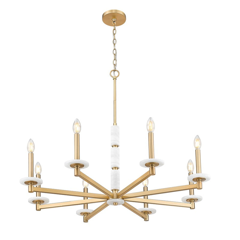 Z-Lite Kaden 8 Light Chandelier, Modern Gold/Alabaster