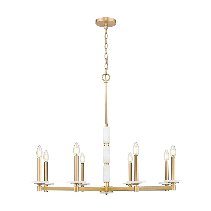 Z-Lite Kaden 8 Light Chandelier, Modern Gold/Alabaster