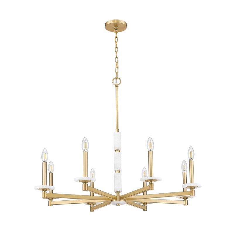 Z-Lite Kaden 8 Light Chandelier, Modern Gold/Alabaster