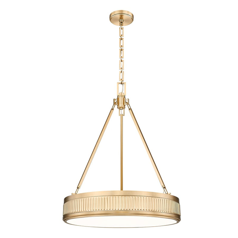 Z-Lite Quinn 3 Light 22" Pendant, Modern Gold/White - 3046P22-MGLD-LED
