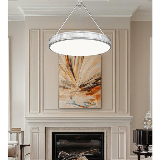 Z-Lite Quinn 3 Light 32" Pendant, Satin Nickel/White