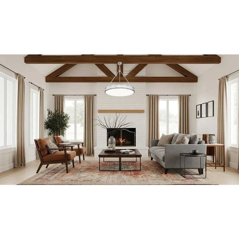 Z-Lite Quinn 3 Light 32" Pendant, Satin Nickel/White