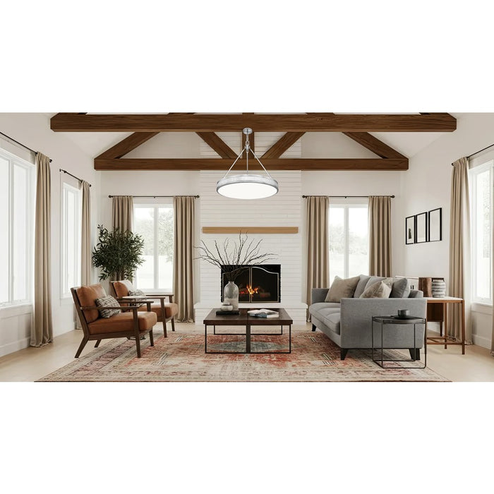 Z-Lite Quinn 3 Light 32" Pendant, Satin Nickel/White