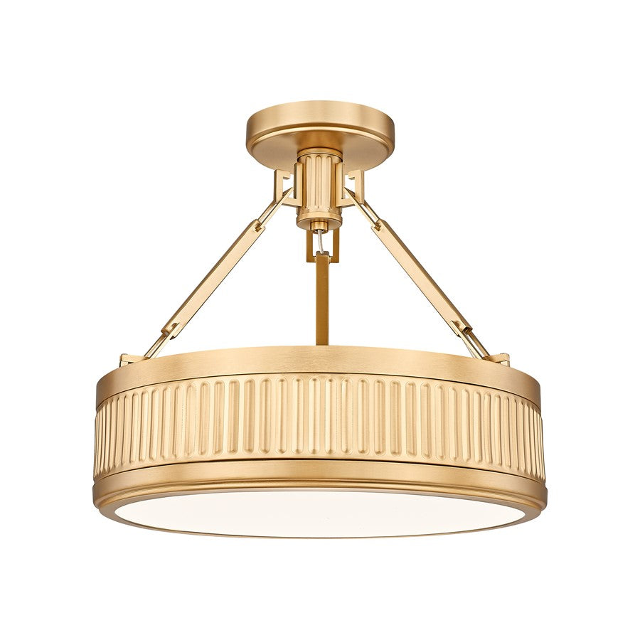 Z-Lite Quinn 1 Light Semi Flush Mount, Modern Gold/White - 3046SF15-MGLD-LED