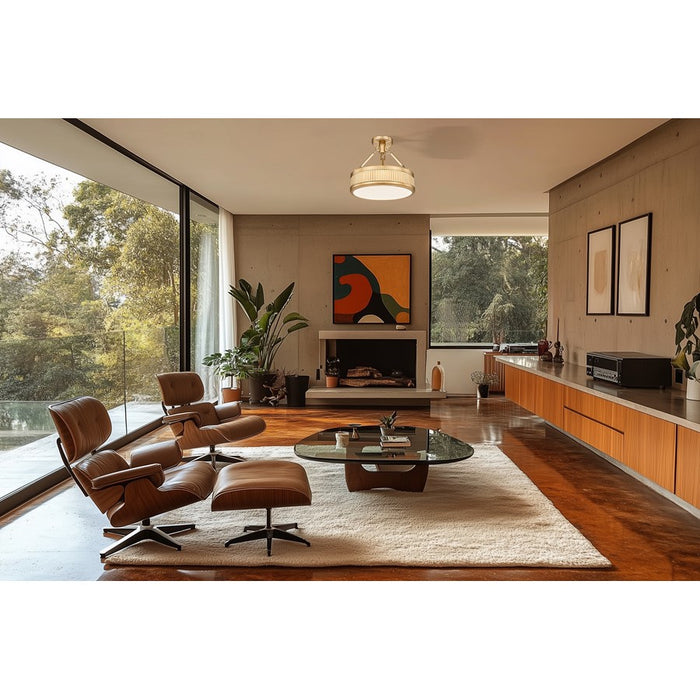 Z-Lite Quinn 1 Light Semi Flush Mount, Modern Gold/White