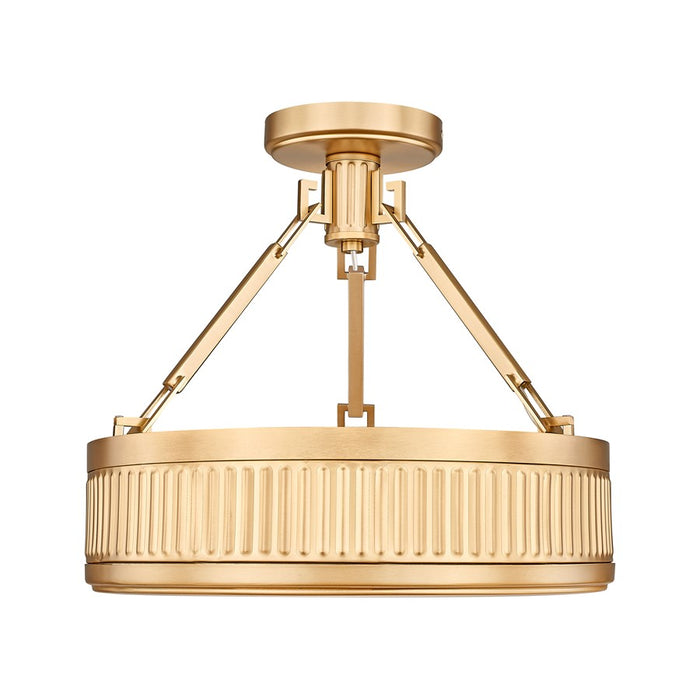 Z-Lite Quinn 1 Light Semi Flush Mount, Modern Gold/White