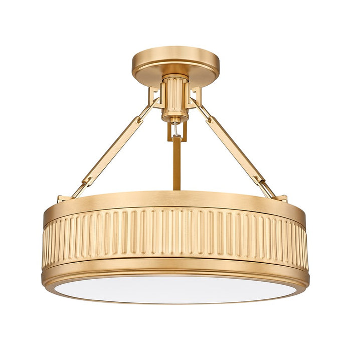 Z-Lite Quinn 1 Light Semi Flush Mount, Modern Gold/White