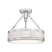 Z-Lite Quinn 1 Light Semi Flush Mount, Satin Nickel/White - 3046SF15-SN-LED