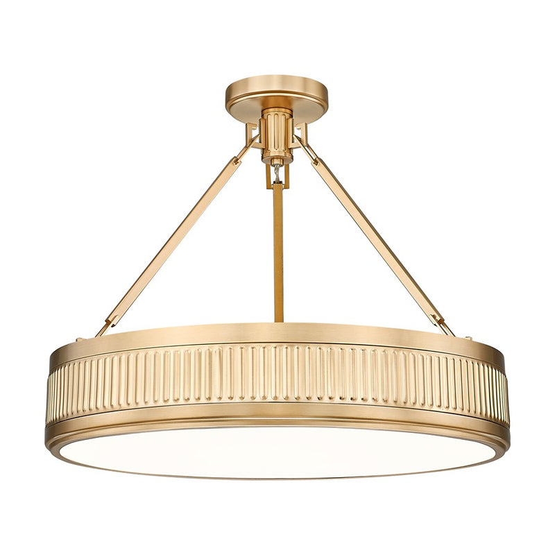 Z-Lite Quinn 3 Light Semi Flush Mount, Modern Gold/White - 3046SF22-MGLD-LED