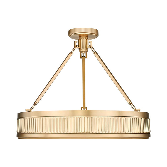 Z-Lite Quinn 3 Light Semi Flush Mount, Modern Gold/White