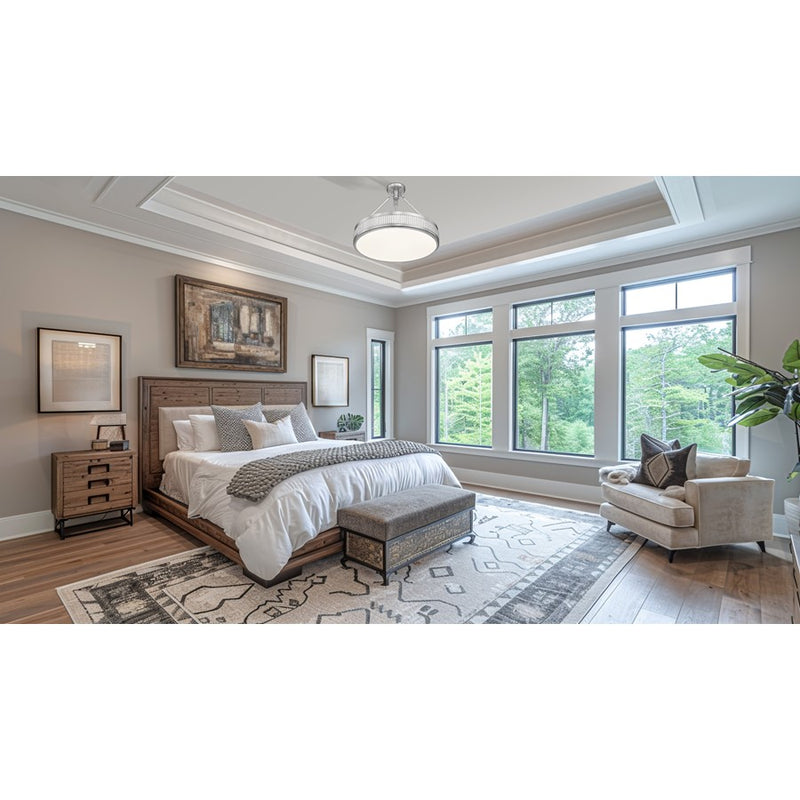 Z-Lite Quinn 3 Light Semi Flush Mount, Satin Nickel/White