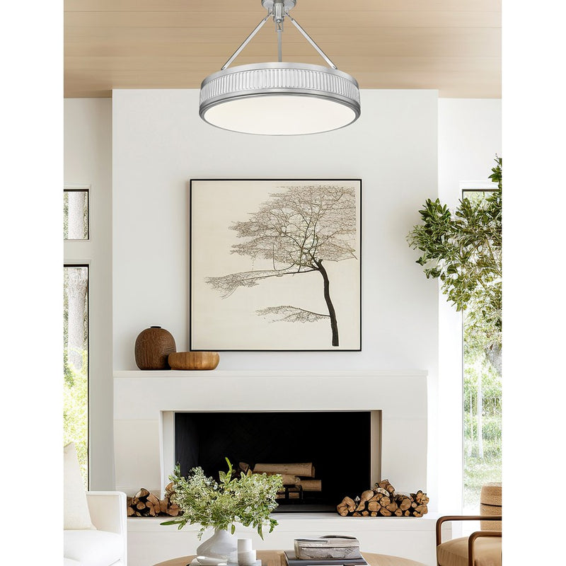 Z-Lite Quinn 3 Light Semi Flush Mount, Satin Nickel/White