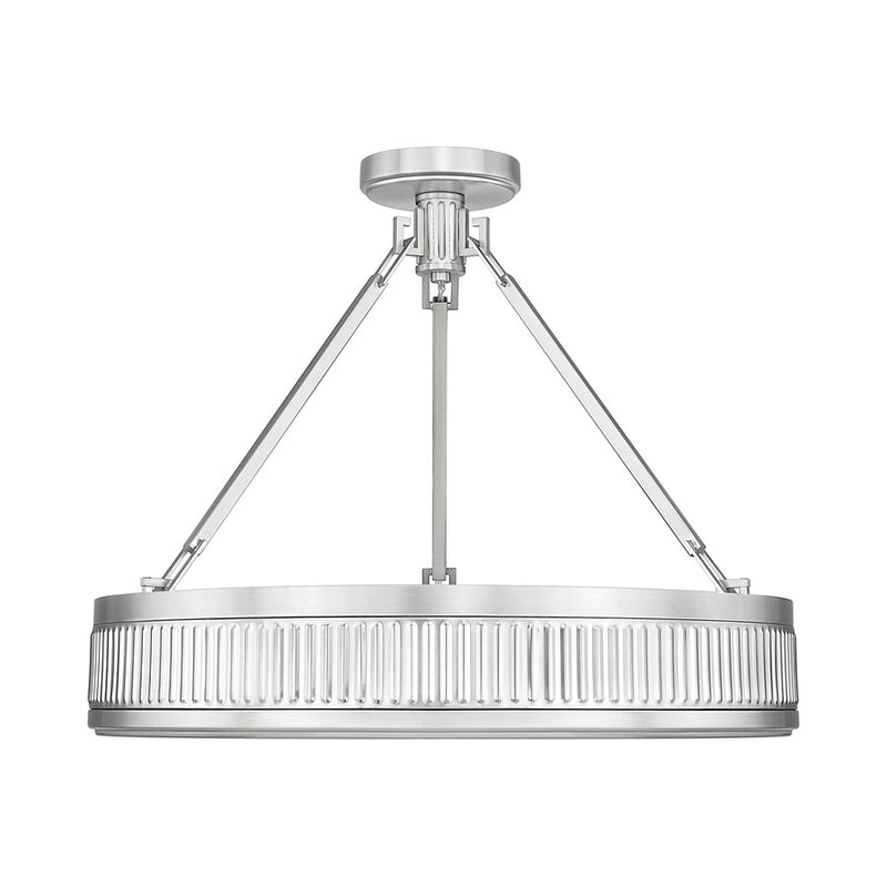 Z-Lite Quinn 3 Light Semi Flush Mount, Satin Nickel/White