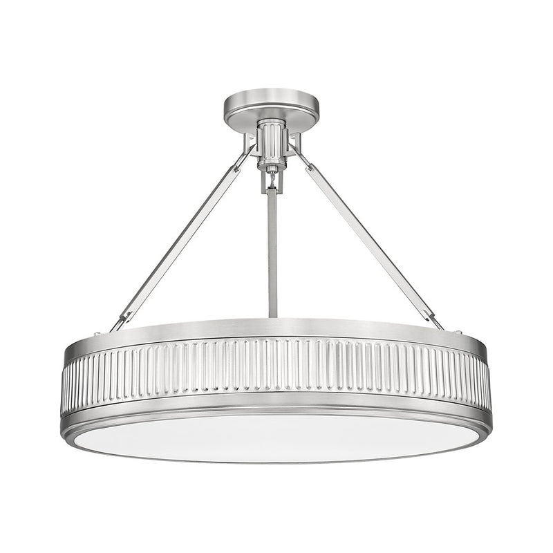 Z-Lite Quinn 3 Light Semi Flush Mount, Satin Nickel/White