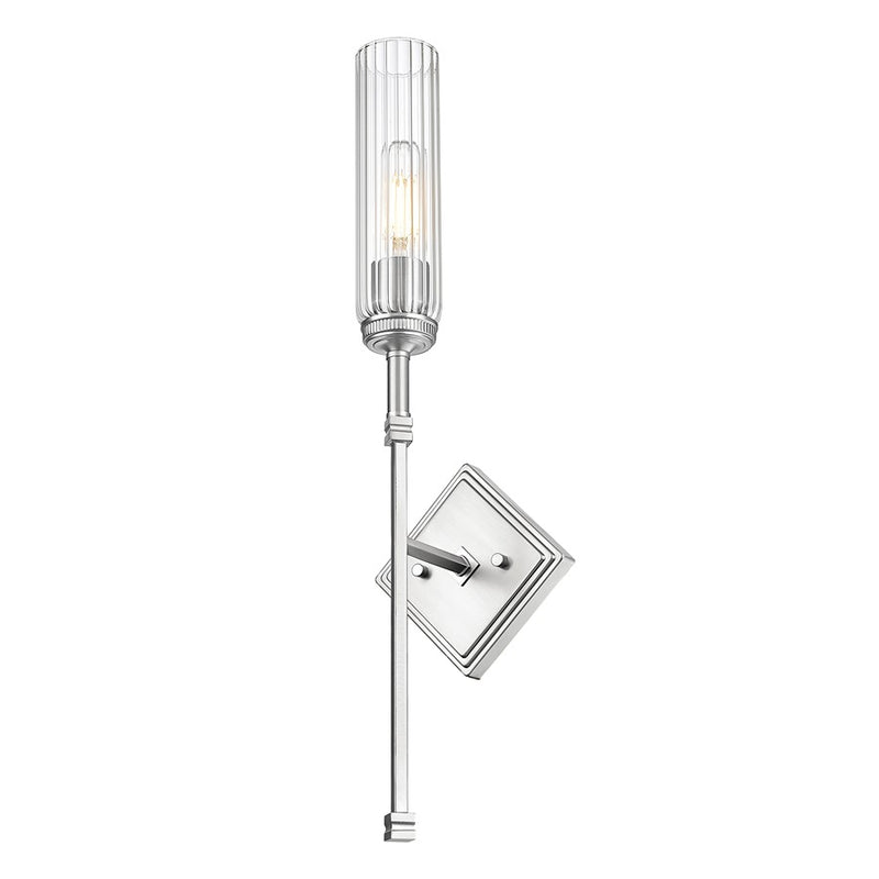 Z-Lite Esme 1 Light Wall Sconce, Brushed Nickel/Clear