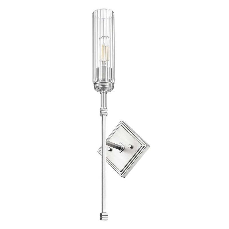 Z-Lite Esme 1 Light Wall Sconce, Brushed Nickel/Clear