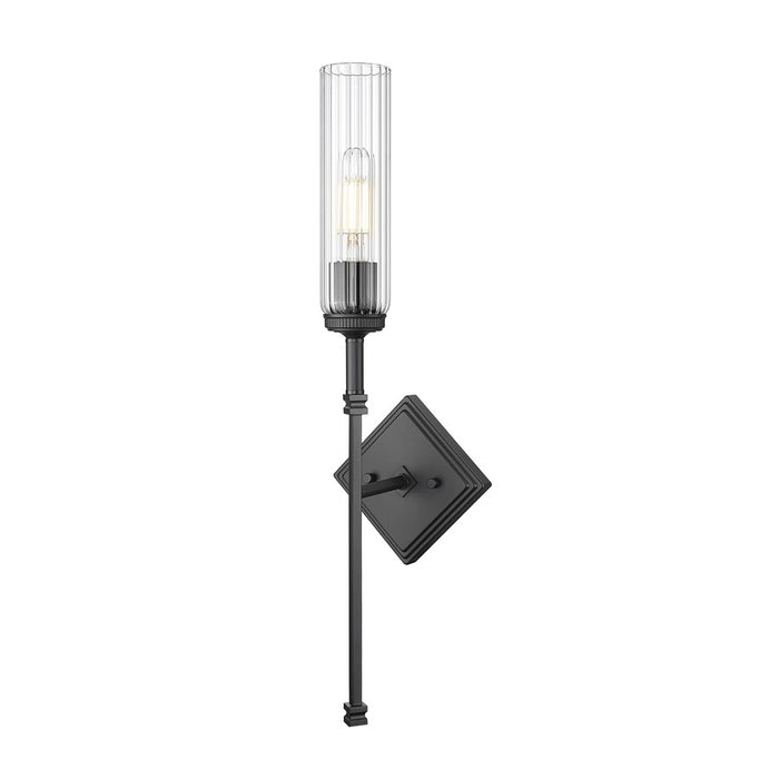 Z-Lite Esme 1 Light Wall Sconce, Matte Black/Clear - 3047-1S-MB