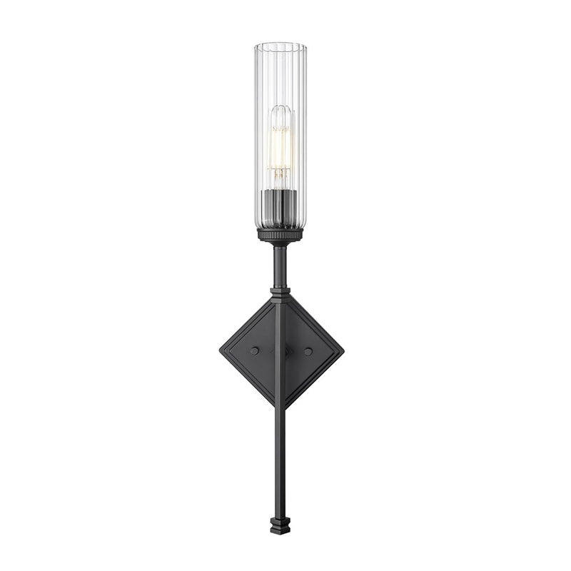 Z-Lite Esme 1 Light Wall Sconce, Matte Black/Clear