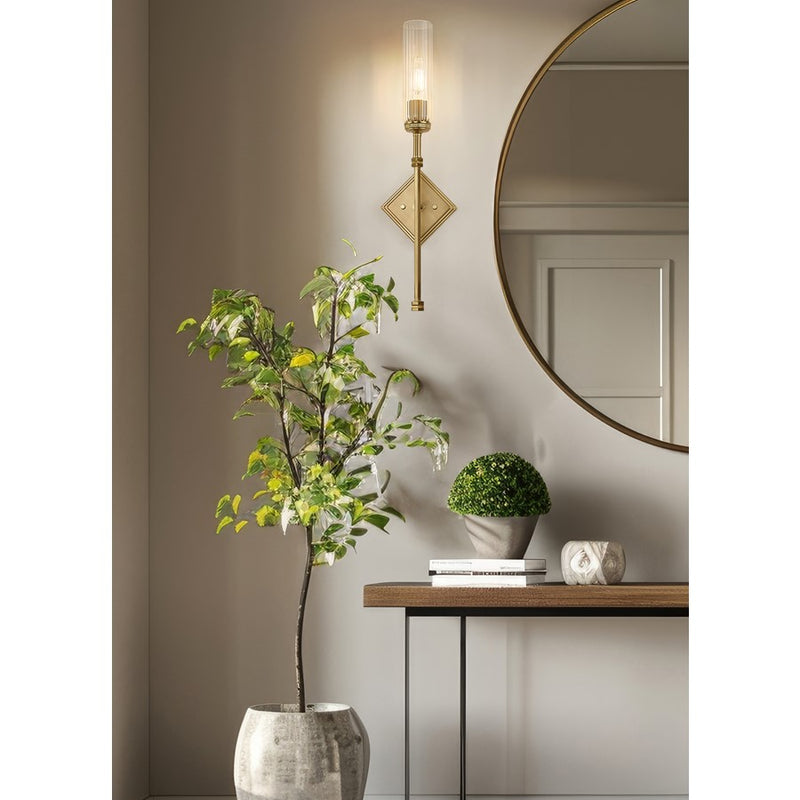 Z-Lite Esme 1 Light Wall Sconce, Modern Gold/Clear