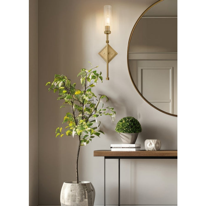Z-Lite Esme 1 Light Wall Sconce, Modern Gold/Clear