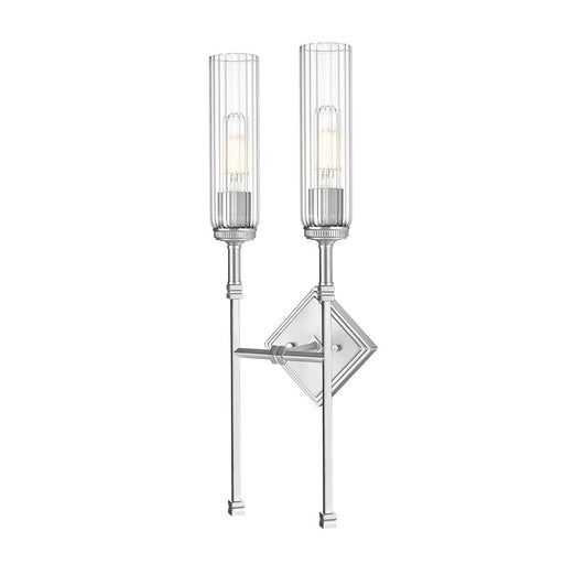Z-Lite Esme 2 Light Wall Sconce, Brushed Nickel/Clear - 3047-2S-BN