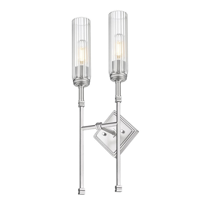 Z-Lite Esme 2 Light Wall Sconce, Brushed Nickel/Clear