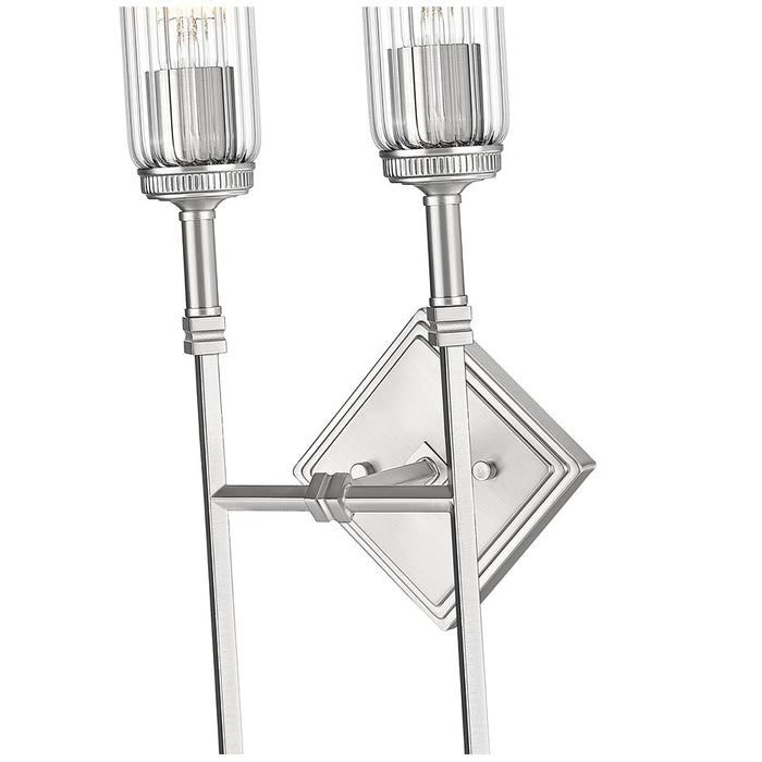 Z-Lite Esme 2 Light Wall Sconce, Brushed Nickel/Clear