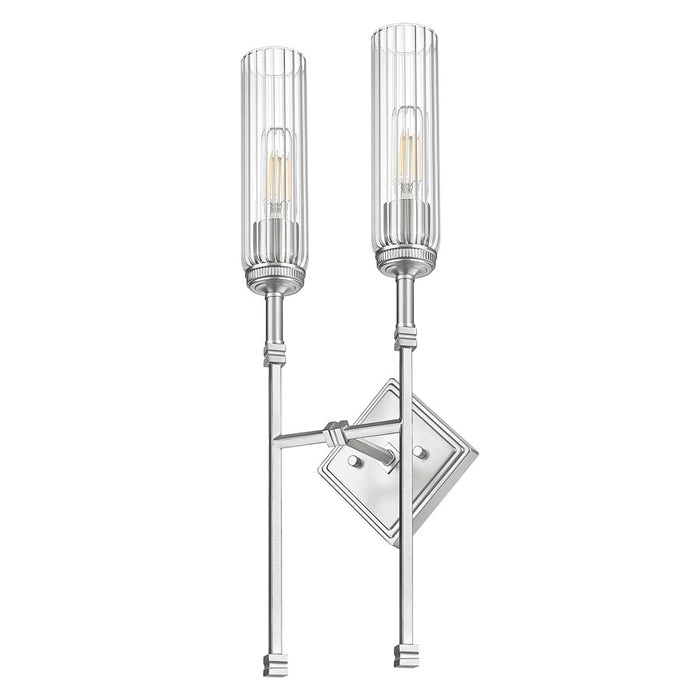 Z-Lite Esme 2 Light Wall Sconce, Brushed Nickel/Clear
