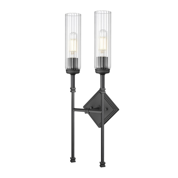 Z-Lite Esme 2 Light Wall Sconce, Matte Black/Clear - 3047-2S-MB